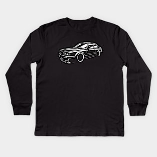 E30 Classic Coupe White On Black Kids Long Sleeve T-Shirt